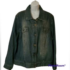 Jeanology Denim Plus Size Jacket Size 20W 100% Cotton Distressed Denim
